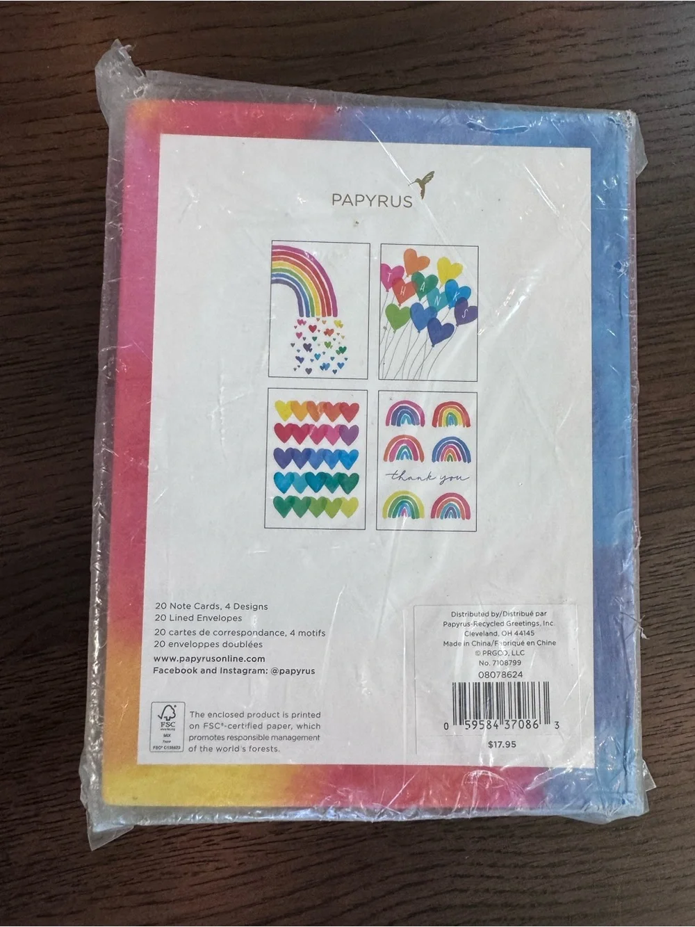 NWT Papyrus Over the Rainbow Stationary Set - Thank You - Set of 20